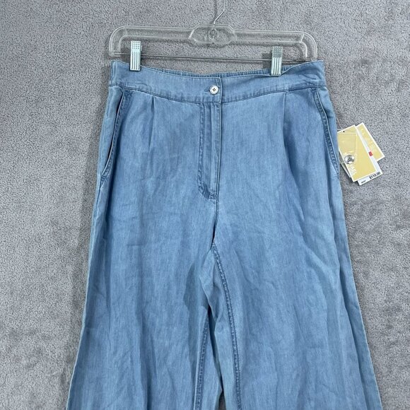 NEW Michael Kors Womens XS Chambray Pleated Wide Leg- Sky blue wash - Picture 8 of 9